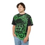 Hemerah Warrior Shaman Green and Black Psychedelic T-Shirt - Image 3