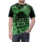 Hemerah Warrior Shaman Green and Black Psychedelic T-Shirt - Image 5