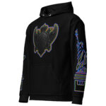 Hemerah Neon Outline NY Liberty Retro Glitch Streetwear Hoodie - Image 2