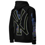 Hemerah Neon Outline NY Liberty Retro Glitch Streetwear Hoodie - Image 3