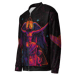 Hemerah Turn Pressure Into Power Angel Statue Neon Vibrant Gothic Bomber Jacket - Image 3