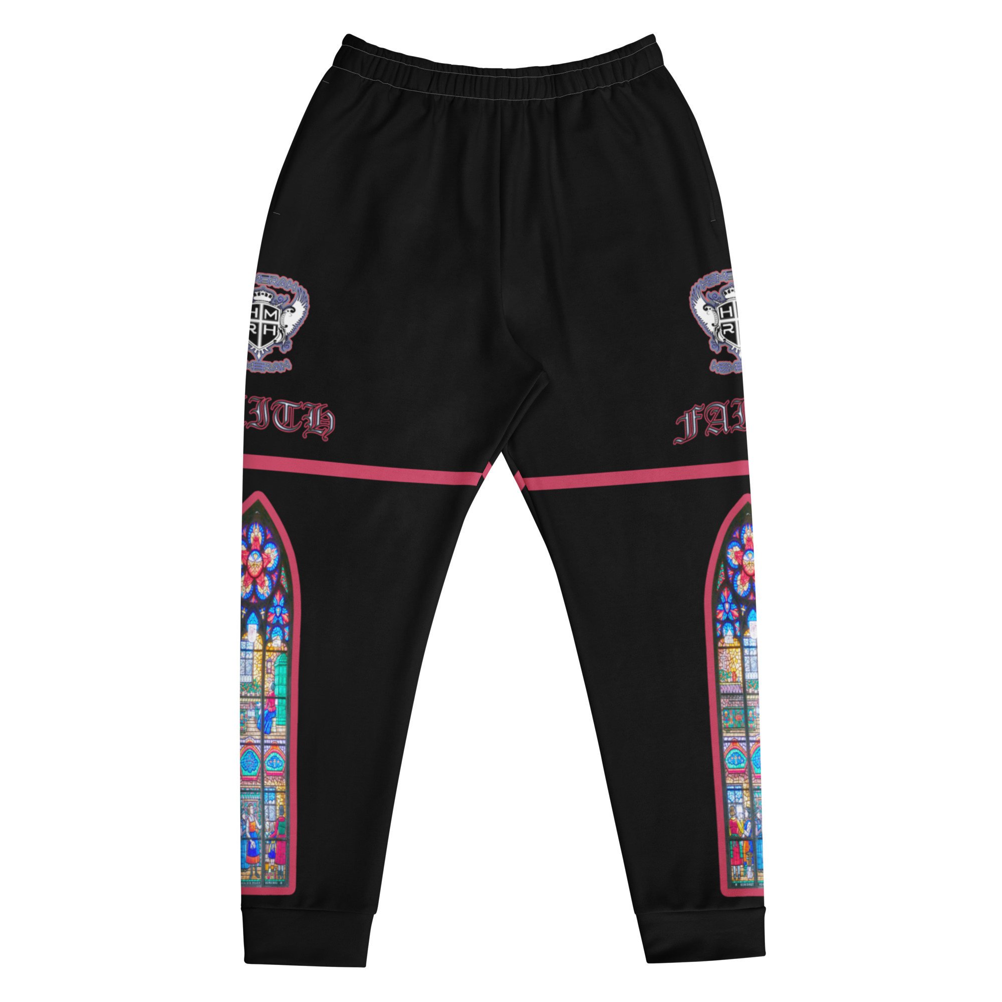 all-over-print-recycled-mens-joggers-white-front-69dce1009406b.jpg Hemerah Faith Always Stained Glass Men’s Joggers - Image 1